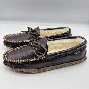 Cabelas Mens Kangaroo Leather Moc Loafer Brown Size 9W Indoor Outdoor Slippers